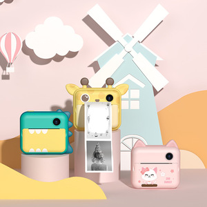 Mini caméra d'impression thermique mignon Animal <span class=keywords><strong>dessin</strong></span> <span class=keywords><strong>animé</strong></span> sans encre double caméra 1080P HD vidéo 2.4 pouces écran caméra instantanée pour les enfants - Product Image 1
