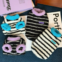 Pull en polaire double face rayé pour animaux de compagnie, chaud et doux, pour l'automne et l'hiver, vêtements élégants pour chiots à porter au quotidien
