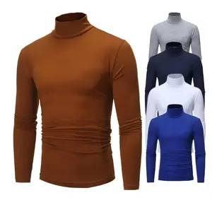CT50 plain Long Sleeve polyester t shirts turtle neck tee turtleneck sweater inner wear mens undershirt