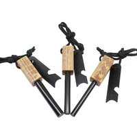 3/8 pouces d'épaisseur manche en pin naturel Kindle Fatwood Ferro Rod silex démarreur de feu avec gâche pour feu de camp extérieur