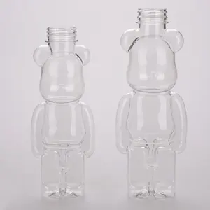 Service OEM 400ml 500ml bouteille en plastique PET bouteille en forme d'ours de miel bouteille d'emballage de boisson gazeuse pour jus