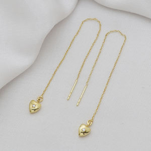 ต่างหูเพทายรูปหัวใจสำหรับผู้หญิงต่างหูห้อยเงินสเตอร์ลิง925ชุบทองเครื่องประดับแฟชั่น - Product Image 2