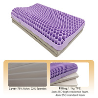 Oreiller SUPER réglable en hauteur en TPE, couches détachables en TPE et mousse, housse intérieure séparée pour soutien cervical en TPE, oreiller pour sommeil profond