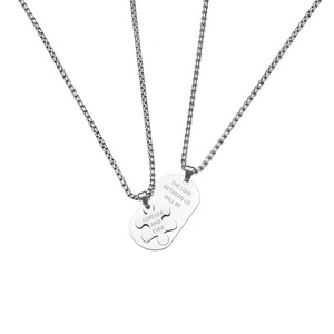 Couture Carré Marque En Acier Inoxydable Collier Perle Fun Hip-Hop Style pour Hommes Femmes Simple Personnalité À La Mode Couple Tie-In - Product Image 1