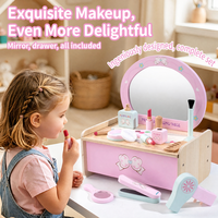 Table de maquillage en bois pour enfants, jeu d'imitation, salon de beauté, jouet de maquillage, jeu de rôle, motricité fine, jouet éducatif Montessori, cadeau pour filles