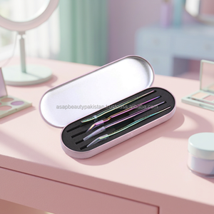 ASAP Pince à épiler pour sourcils et visage en acier inoxydable réutilisable et écologique, à pointe inclinée de 10 mm, rose fluo et vert, pour l'entretien des cils, 1 pièce - Product Image 3