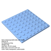 Gobricks GDS-528 Bloques de Construcción al por Mayor LDD 41539 Placa 8x8 Piezas Compatibles Ladrillo Base MOC