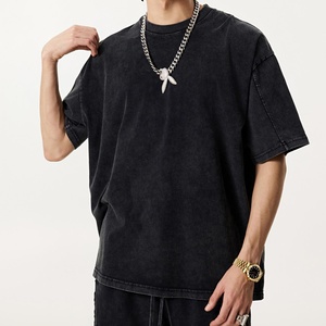 T-shirts de lavage vintage délavés au soleil de marque personnalisée en gros T-shirt 100% coton ample - Product Image 1