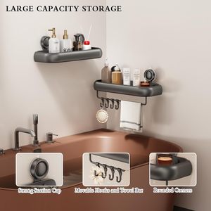 Étagère de rangement murale pour salle de bain, sans perçage, pour lavabos, toilettes et vasques – Design élégant - Product Image 5