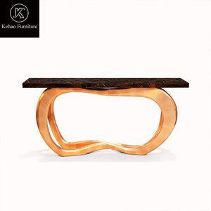 <span class=keywords><strong>Consola</strong></span> de Lujo Personalizada para Salas de Estar y <span class=keywords><strong>Comedor</strong></span>, con Cubierta de Mármol Exclusiva, Base de Hoja de Cobre y Acabado de Alto Brillo, Muebles para el Hogar - Product Image 3