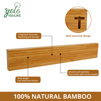 Support mural magnétique en bambou pour couteaux / Barre magnétique en bois pour couteaux pour réfrigérateur
