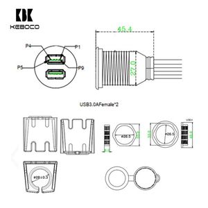 Fourniture directe d'usine <span class=keywords><strong>USB</strong></span> 3.0 mâle <span class=keywords><strong>femelle</strong></span> câble d'extension étanche PVC veste tresse voiture montage tableau de bord affleurant Scanner câbles de données - Product Image 5