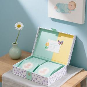 Invitations de baptême pour bébé biodégradables, écologiques, de qualité supérieure, rigides, avec lamination magnétique mate, gaufrage et doublure en éponge, avec chaussettes - Product Image 2