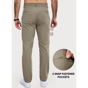Pantalones Chinos para Hombre FOXA, Corte Recto, Ligeros, Elásticos, con Bolsillos con Cremallera, Transpirables, para Uso Casual - Product Image 4