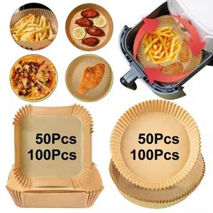 Forros Desechables Cuadrados para Freidoras, Resistentes al Aceite, 100 Unidades, Papel para Hornear y Cocinar en Freidoras de Aire - Product Image 2