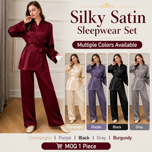 Conjunto de Robes Personalizados ODM para Damas de Honra em Cetim Luxuoso, Pijamas de Verão, Presente para o Dia do Casamento - Product Image 1