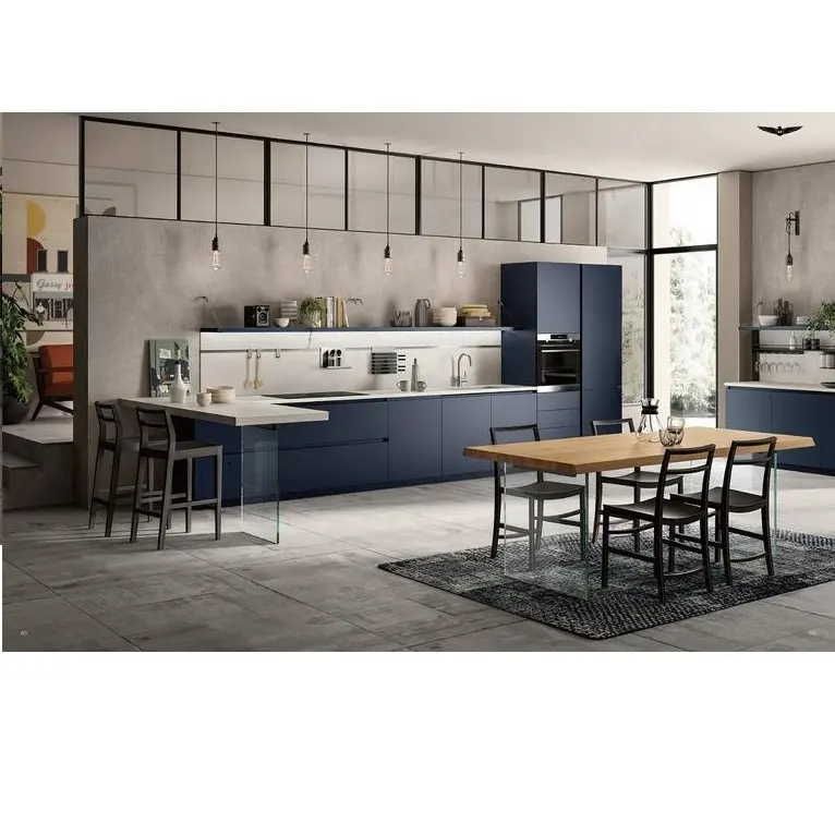 Contemporary Modern Design Multi-Functional Kitchen Cabinet Home Kitchen Room Furniture with Middle Island