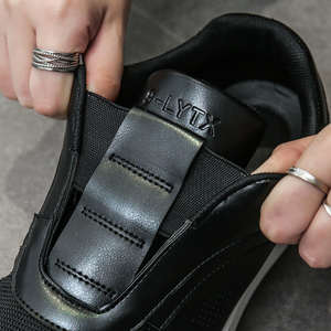 Zapatillas de running para hombre, elásticas, estilo casual, antideslizantes, con plataforma, blancas, transpirables, de malla y cuero, cómodas para caminar - Product Image 5