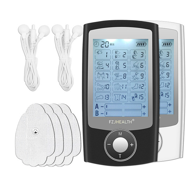 20-Level Intensity Dual Independent Channels Tens Device Pulse Massager Ems Muscle Stimulator for Body Use