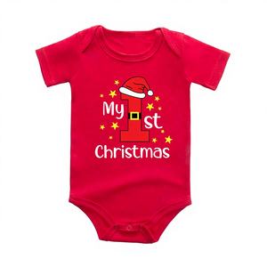 <span class=keywords><strong>Mon</strong></span> premier <span class=keywords><strong>Noël</strong></span> - Combinaison de <span class=keywords><strong>Noël</strong></span> rouge pour bébé - Combinaison unisexe à manches courtes en pur coton - Product Image 1