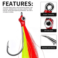 Neue Großpackung 1,3g 95mm Premium Gebundene Bucktail-Feder Einzelhaken mit Widerhaken Künstlicher Köderhaken für Fliegenbinden Angelzubehör