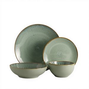 Juego de Vajilla de Cerámica con Esmalte Reactivo, Resistente al Calor, Apto para Microondas, Estilo Lujoso y Creativo, Hecho a Mano, Irregular - Product Image 1