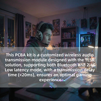 Module audio PCBA pour casque de jeu sans fil avec micro, double mode 2,4 GHz et Bluetooth, faible latence 20 ms