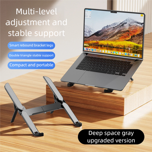 Support pour ordinateur portable en alliage d'aluminium, réglable en hauteur sur 6 niveaux, support ergonomique léger, support pliable triangulaire stable - Product Image 6