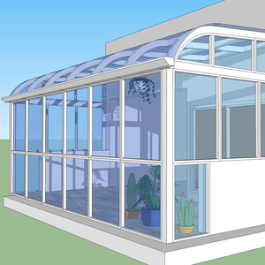 Véranda <span class=keywords><strong>de</strong></span> <span class=keywords><strong>jardin</strong></span> moderne et serre en verre étanches avec structure en alliage d'aluminium et <span class=keywords><strong>toit</strong></span> en verre trempé pour villas préfabriquées - Product Image 1