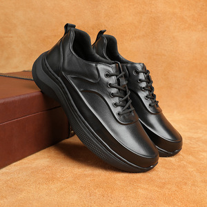 Chaussures habillées pour hommes AIBUOIS à bout rond, en cuir véritable, à lacets, confortables pour le bureau et la carrière, semelle extérieure en caoutchouc, style solide - Product Image 3