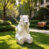 Statue d'ours géant rose en résine personnalisée pour l'extérieur - Décoration de jardin accrocheuse pour l'aménagement paysager commercial
