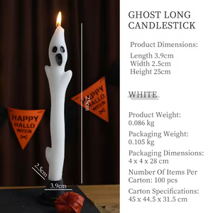 Horror Halloween Ghost Taper Candle with <b>Holder</b>, Natural Soy Wax Handcrafted <b>Rod</b> Pole Candle for Indoor Party Scene Decoration - Product Image 5