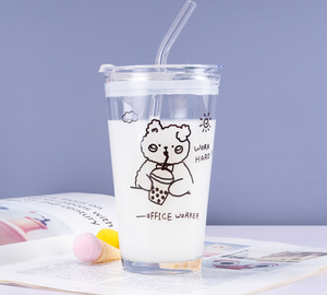 350ml 12oz vasetto bicchiere bicchiere dipinto vetro vetro Boba succo di <span class=keywords><strong>latte</strong></span> caffè <span class=keywords><strong>freddo</strong></span> con Silicone paglia sigillo coperchio tazze - Product Image 6