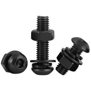 Vis à tête fraisée hexagonale en acier au carbone oxydé noir de grade 12.9 avec rondelles plates/ressort M2-M5-M8, marque Nindejin - Product Image 5