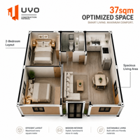 Maison conteneur extensible UVO 20FT : Appartement modulaire préfabriqué |   Mini-maison à louer à haut rendement pour jardin australien