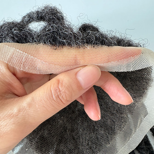 En stock, cheveux humains indiens 1b avec mèches grises, perruques <span class=keywords><strong>afro</strong></span> tressées à base de dentelle complète pour toupet, perruques dreadlocks de 6 pouces pour <span class=keywords><strong>homme</strong></span> - Product Image 3