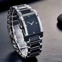 Jam Tangan Pria Mewah Bisnis Sport Keramik Persegi Panjang Anti Air Stainless Steel Tahan Air dari Pabrik Merek Ternama