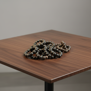 Bracelet de méditation en bois d'agar noir 18 mm, perles de bois du Vietnam, style bouddhiste vintage - Product Image 1