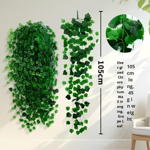 Nhựa và lụa cây nhân tạo trong nhà vườn scindapsus màu xanh lá cây Ivy Vine tường treo khung mây phòng trang trí nội thất - Product Image 4