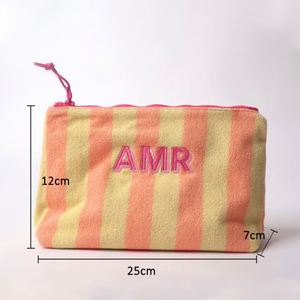 Customized Letter Pattern Fleece <b>Bag</b>, Large-capacity Waterproof, Eco-friendly <b>Makeup</b> <b>Bag</b>, Personalized Striped <b>Travel</b> <b>Bag</b> - Product Image 3