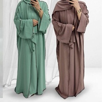 Vêtements islamiques personnalisés en gros pour l'Aïd, Abaya XXL Dubaï, ensemble hijab modeste trois pièces, robe musulmane pour femmes, longue robe en crêpe jazz