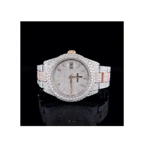 High on Demand Antique Iced Out Watch VVS Clarity Moissanite Rose Gold Diamond Watch Available at Best prices