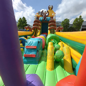 Giant outdoor jungle bouncy castle slide combo parcours d'obstacles gonflable <b>inflatable</b> safari obstacle course - Product Image 5