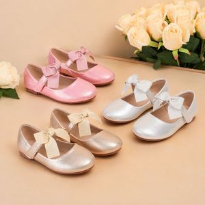 Zapatos de Niña Estilo Princesa, Primavera/Otoño, Nuevo Modelo, Acabado Brillante, Lazo, Suela Suave Antideslizante, Cierre de Velcro, Logotipo de la Princesa <span class=keywords><strong>Anna</strong></span> - Product Image 4
