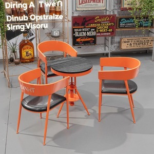 Set Tavolo e Sedie in Ferro Rosso Industriale per Caffetteria, Ristorante, Hotel, Soggiorno e Bar Domestico - Design Moderno per <span class=keywords><strong>Arredamento</strong></span> Esterno - Product Image 5