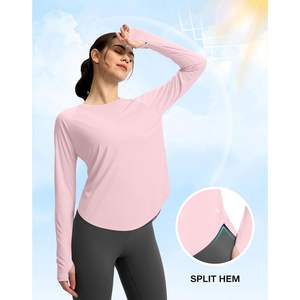 2025 femmes léger UPF 50 + Protection UV à manches longues chemise de soleil séchage rapide entraînement randonnée hauts rose clair-extérieur - Product Image 5