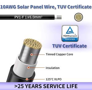 Câble d'extension en cuivre étamé noir 10AWG pour panneau solaire, système solaire hors réseau, extérieur, automobile - Product Image 2