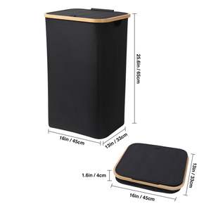88L Bamboo <b>Laundry</b> Hamper <b>with</b> <b>Lid</b>, Collapsible <b>Large</b> <b>Baskets</b> <b>with</b> <b>Lids</b> | Handle, Water-proof Dirty Clothes <b>Basket</b> for Bedroom, - Product Image 3