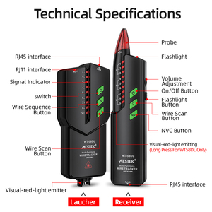 เครื่องติดตามสายไฟ,เครื่องทดสอบสายมัลติฟังก์ชัน Rj11/ Rj45เครื่องทดสอบสายเคเบิลเครือข่ายเครื่องตรวจจับตัวค้นหาสายไฟฟ้า - Product Image 2