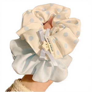 Coleteros de tela con lunares estilo coreano Jiamu Beige Blue Series, dulces y lindos, para mujer y niña, elegantes y a la moda, de fábrica. - Product Image 3